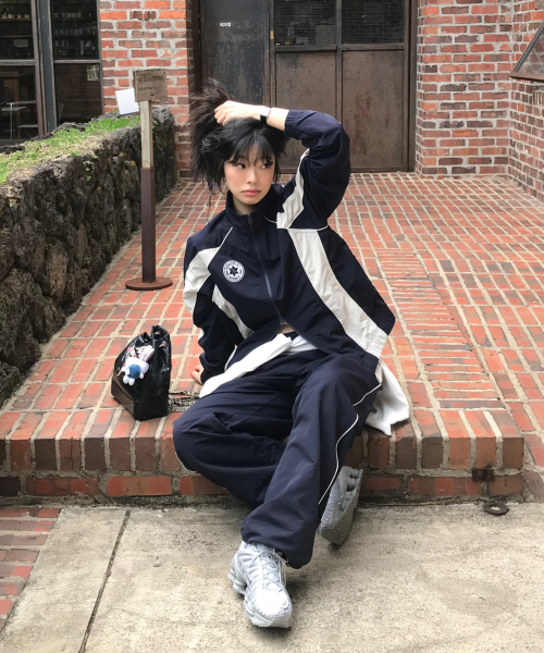 트랙 로고 프로 컬러블록 트랙자켓 Navy