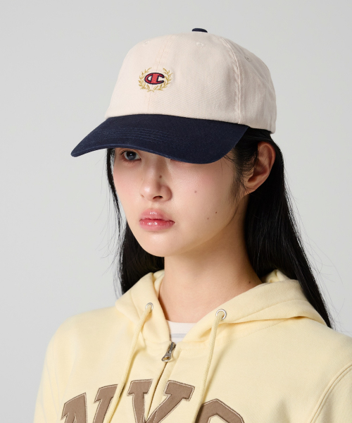 C로고 컬러블록 볼캡 Ecru
