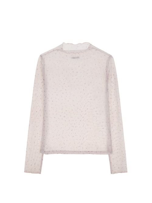 Mock Neck Flower See-through Top MU2611TS102M