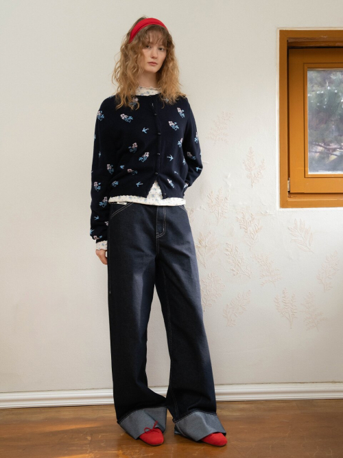 Wide Turn-up Denim Pants MU2611DN102M