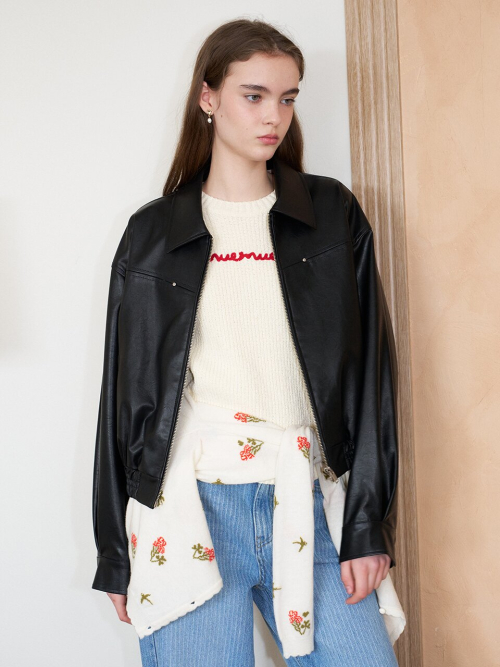 Faux Leather Bomber Jumper MU2611JP101M
