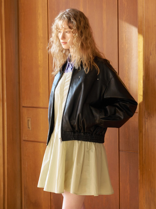 Faux Leather Bomber Jumper MU2611JP101M