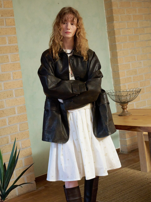 Vintage Overfit Faux Leather Jacket MU2611JK102M