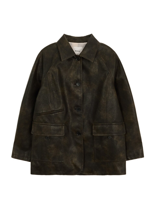 Vintage Overfit Faux Leather Jacket MU2611JK102M