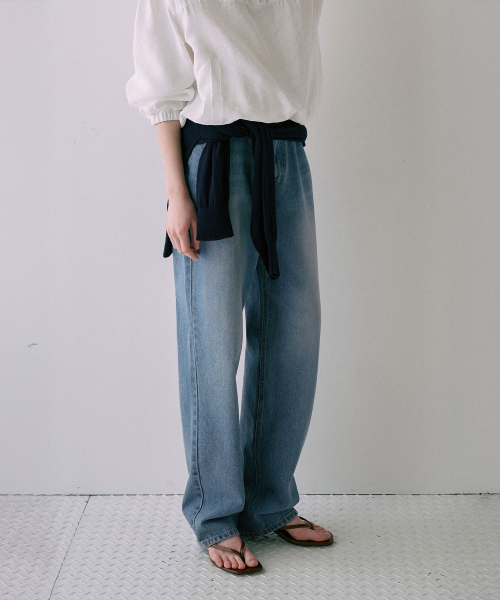 [기장선택]Relaxed Tapered Denim[LMBFSPDN019]-Medium blue