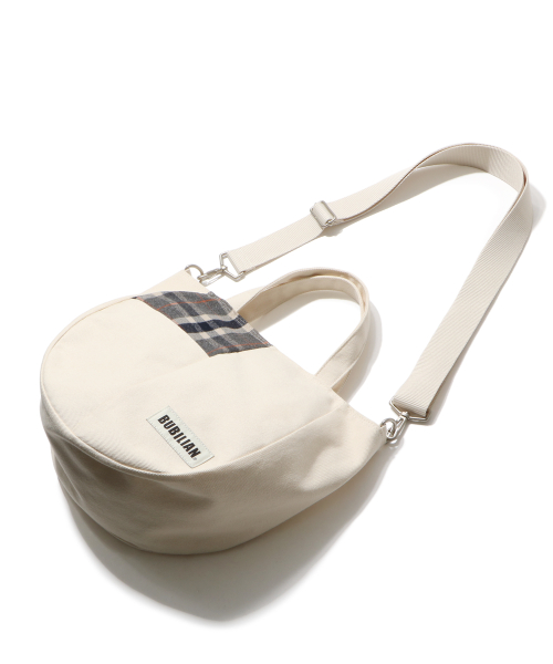 Circular Cross bag_Check Ivory