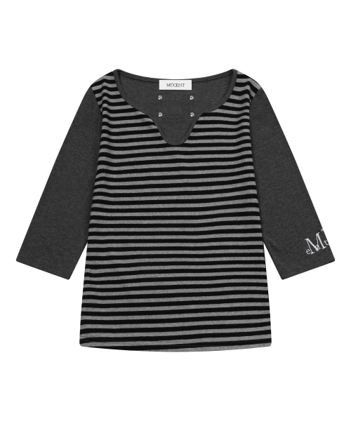 RAPHIA V-NECK SLEEVE T (2Color)