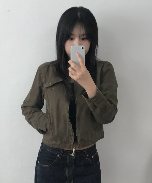 빈티지 샌드 인시전 코튼 워싱 싱글 카라 세미 피티드 라이더 자켓 [브라운]