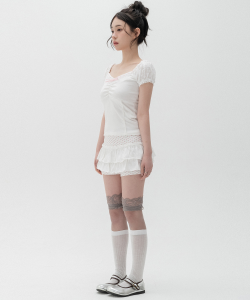 플라워 캉캉 레이어드 스커트_아이보리