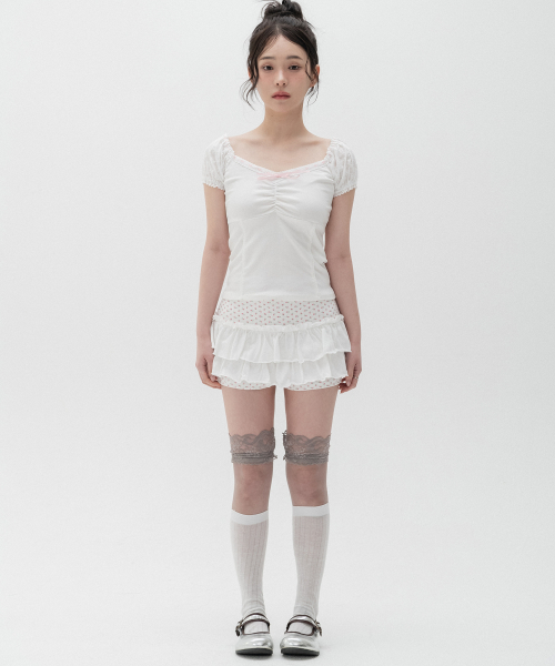 플라워 캉캉 레이어드 스커트_아이보리