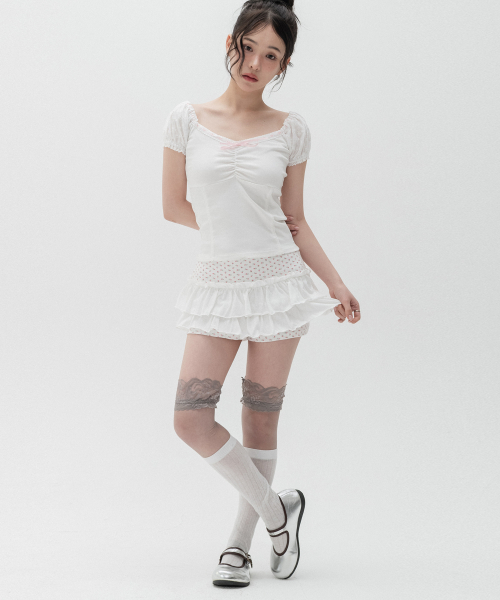 플라워 캉캉 레이어드 스커트_아이보리