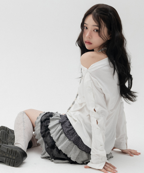 캉캉 레이어드 미니스커트_그레이