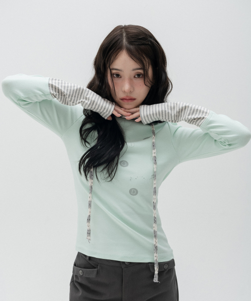 Dot Graphic Layered Long Sleeve_Mint