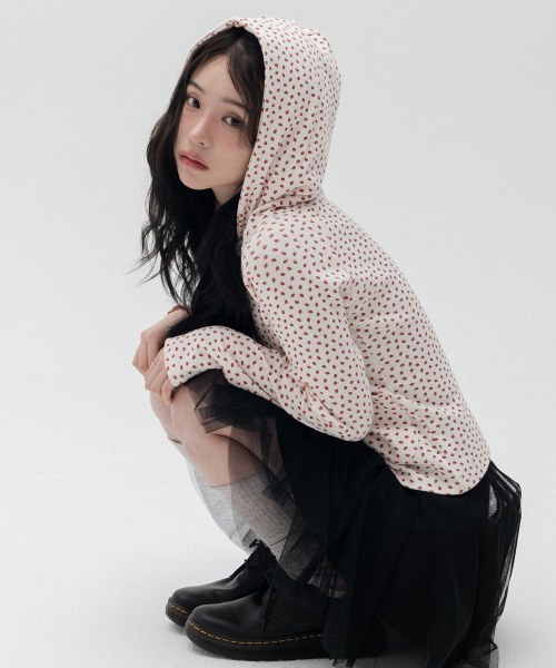스트로베리 헨리넥 후드 롱슬리브_아이보리