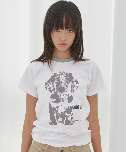 I LOVE HOT DOG TEE (WHITE) F26QB053