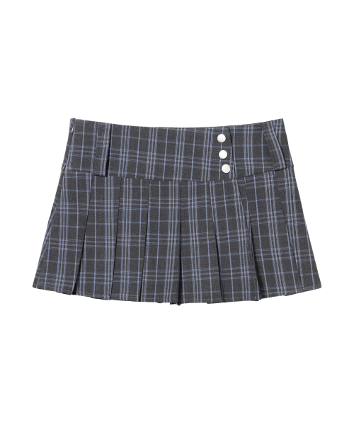 CHECK PLEATS WRAP SKIRT (CHARCOAL) F26QD159
