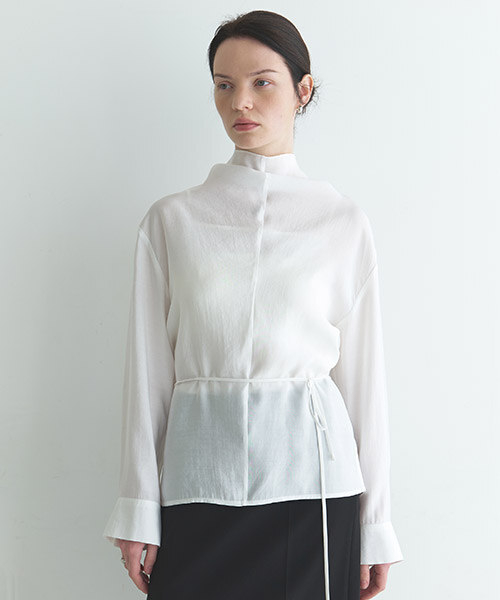 High-Neck Sheer Blouse NEW6MB327