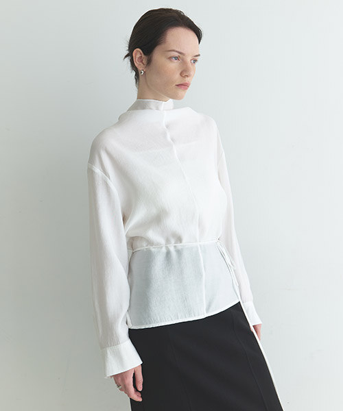 High-Neck Sheer Blouse NEW6MB327
