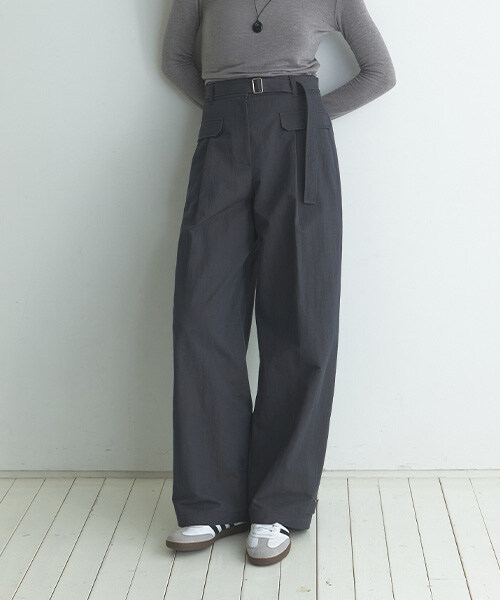 Belt Cotton Curved Pants NEW6SL216