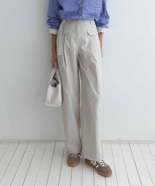 Belt Cotton Curved Pants NEW6SL216