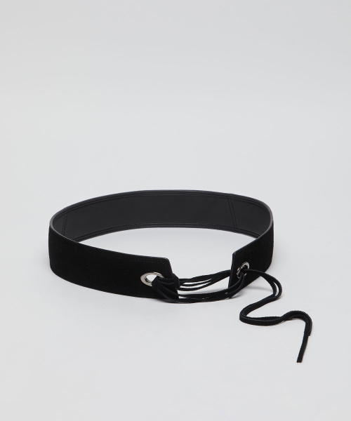 Eyelet wide belt(Suede black)_OVABX26052SBK