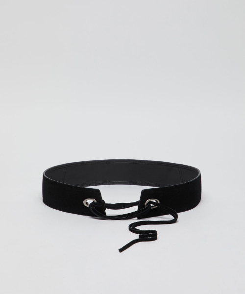 Eyelet wide belt(Suede black)_OVABX26052SBK