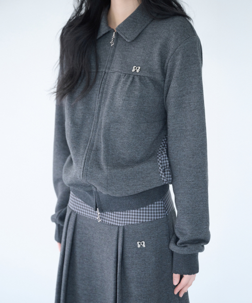 MINI CHECK SWEAT JK CHARCOAL