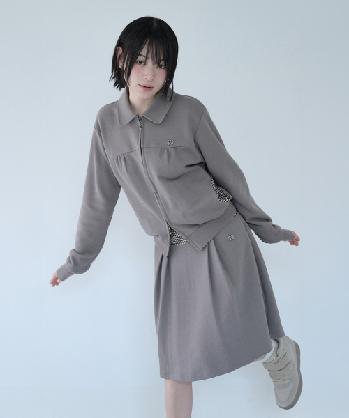 MINI CHECK SWEAT SK BEIGE