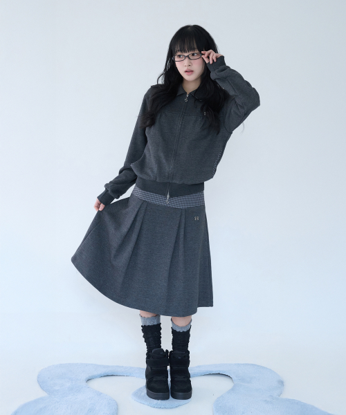 MINI CHECK SWEAT SK CHARCOAL
