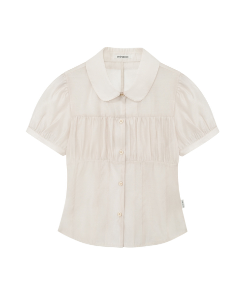 SHIRRING SHEER BLOUSE ROSE BEIGE