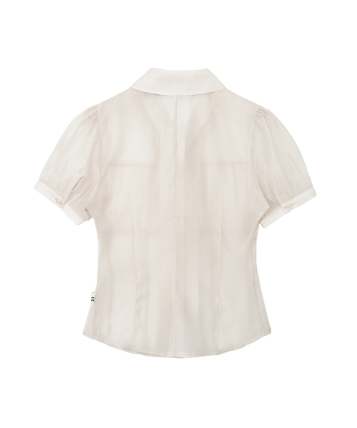 SHIRRING SHEER BLOUSE ROSE BEIGE