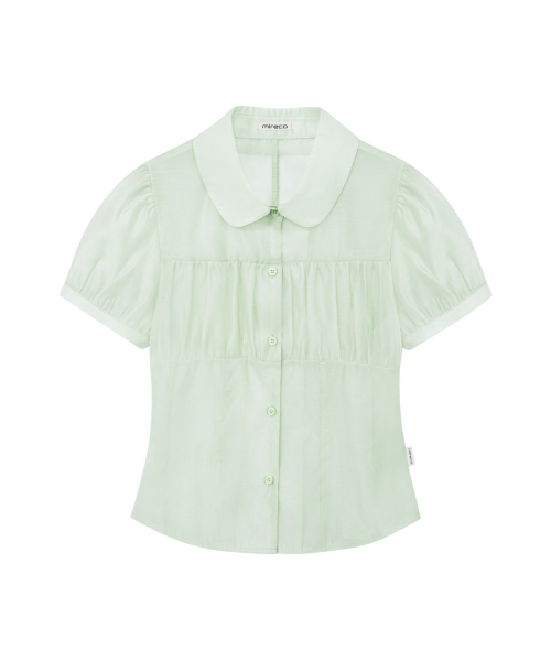 SHIRRING SHEER BLOUSE PISTACHIO