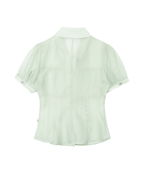SHIRRING SHEER BLOUSE PISTACHIO