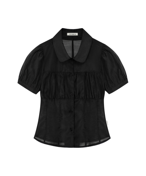 SHIRRING SHEER BLOUSE BLACK