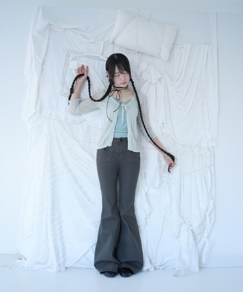 3/4 LACE KNIT CARDIGAN MISTY MINT