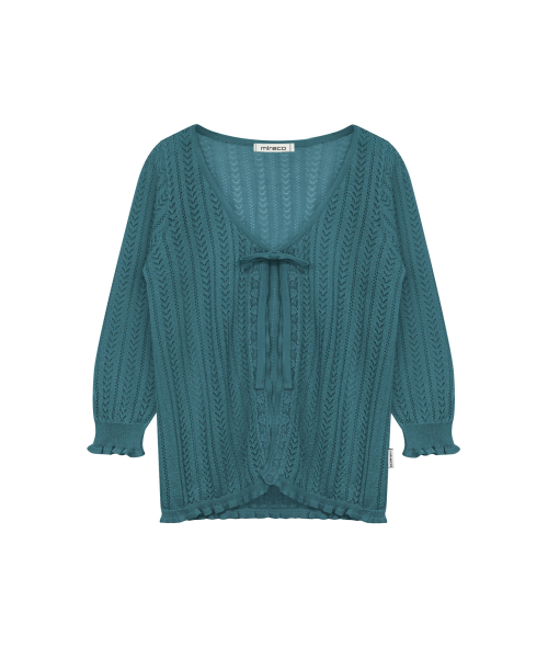 3/4 LACE KNIT CARDIGAN TURQUOISE