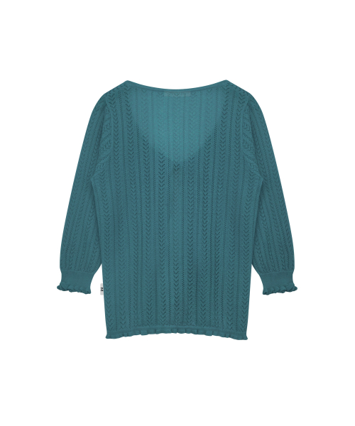3/4 LACE KNIT CARDIGAN TURQUOISE