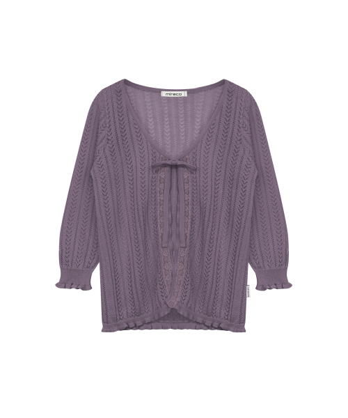 3/4 LACE KNIT CARDIGAN GRAPE