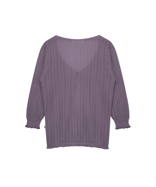 3/4 LACE KNIT CARDIGAN GRAPE