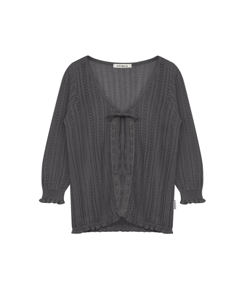 3/4 LACE KNIT CARDIGAN CHARCOAL