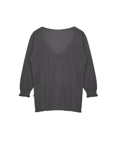 3/4 LACE KNIT CARDIGAN CHARCOAL