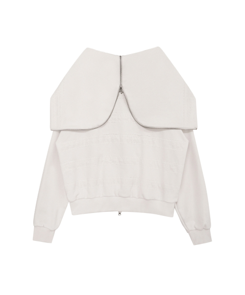 LACED TWOFOLD HOOD ZIP-UP CIOUD SAND