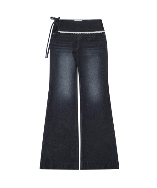LAYERED LACE WRAP DENIM PT DARK BLUE