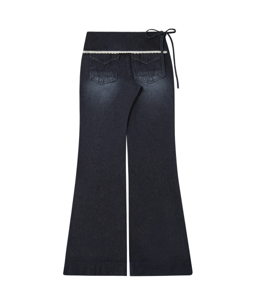LAYERED LACE WRAP DENIM PT DARK BLUE