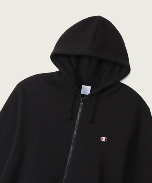 베이직 C로고 레귤러핏 후드 집업 Off Black