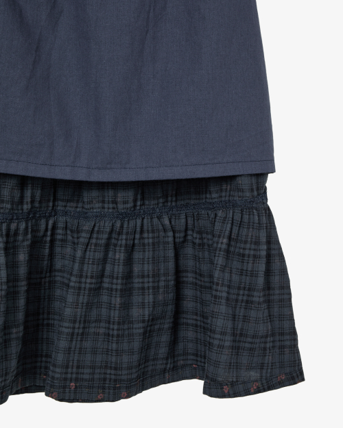 PATTERN TIERED SKIRT [NAVY]