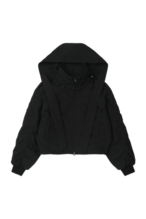 PARKA RING HOODED CROPPED JUMPER IN BLACK