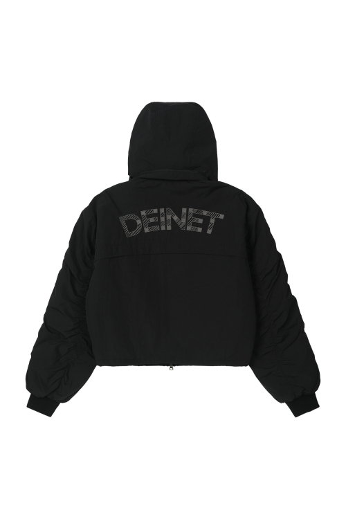 PARKA RING HOODED CROPPED JUMPER IN BLACK