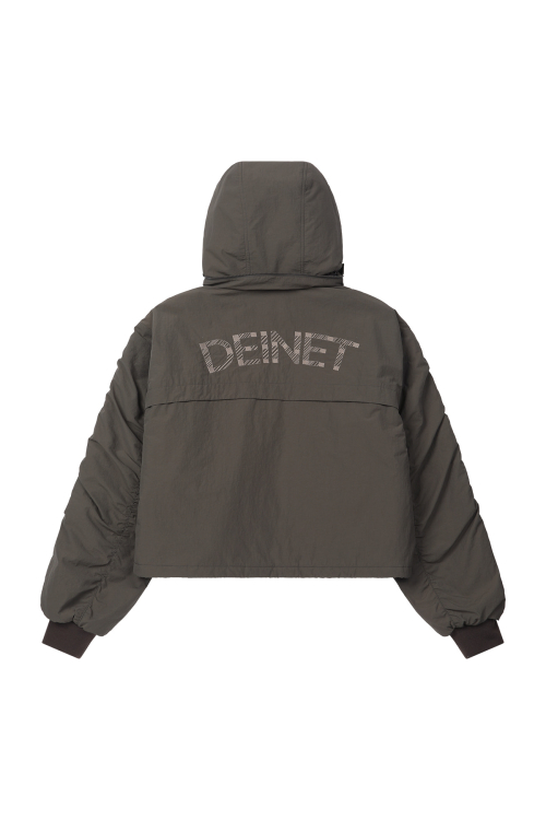 PARKA RING HOODED CROPPED JUMPER IN KHAKI