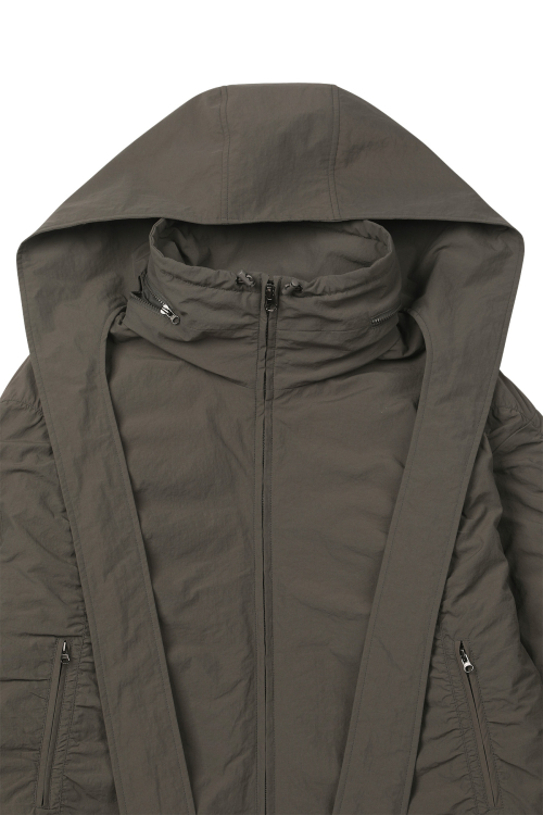 PARKA RING HOODED CROPPED JUMPER IN KHAKI
